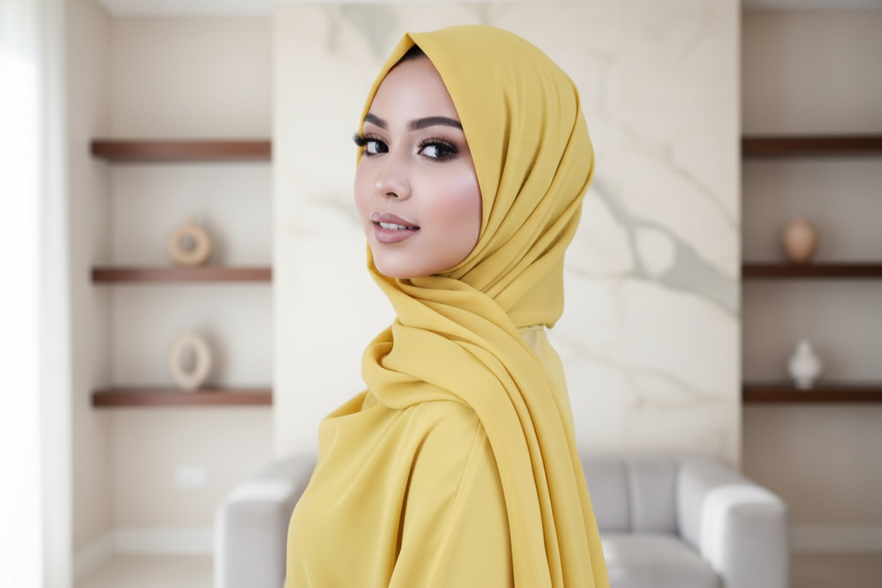 Classic Chiffon Hijab -Mango Mustard - ZIZI Boutique