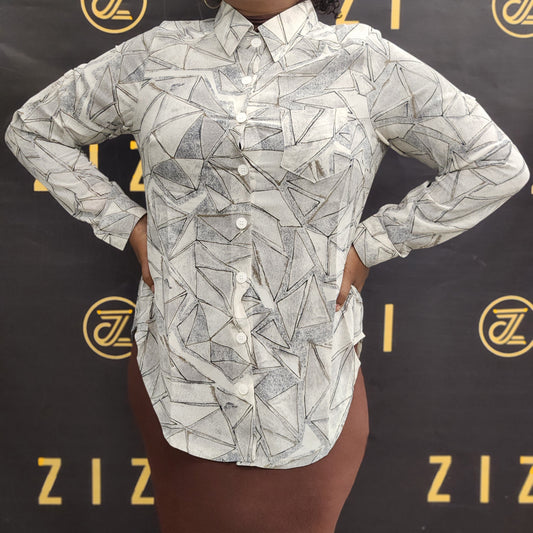 ZZ Print Dress Shirt - MIDI Triangles