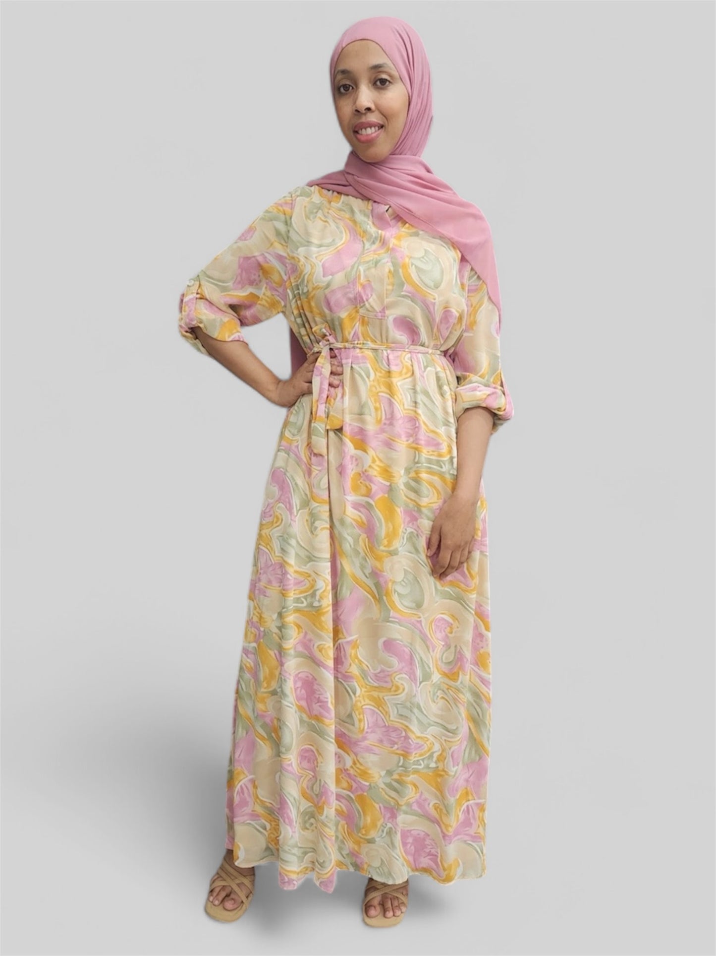 Chiffon Swirls Print Dress
