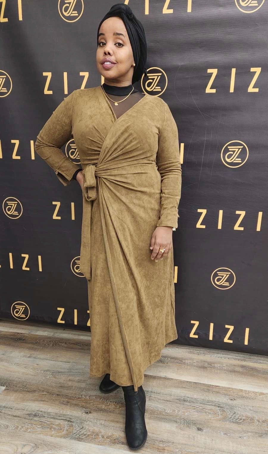 Light Suede Wrap Dress