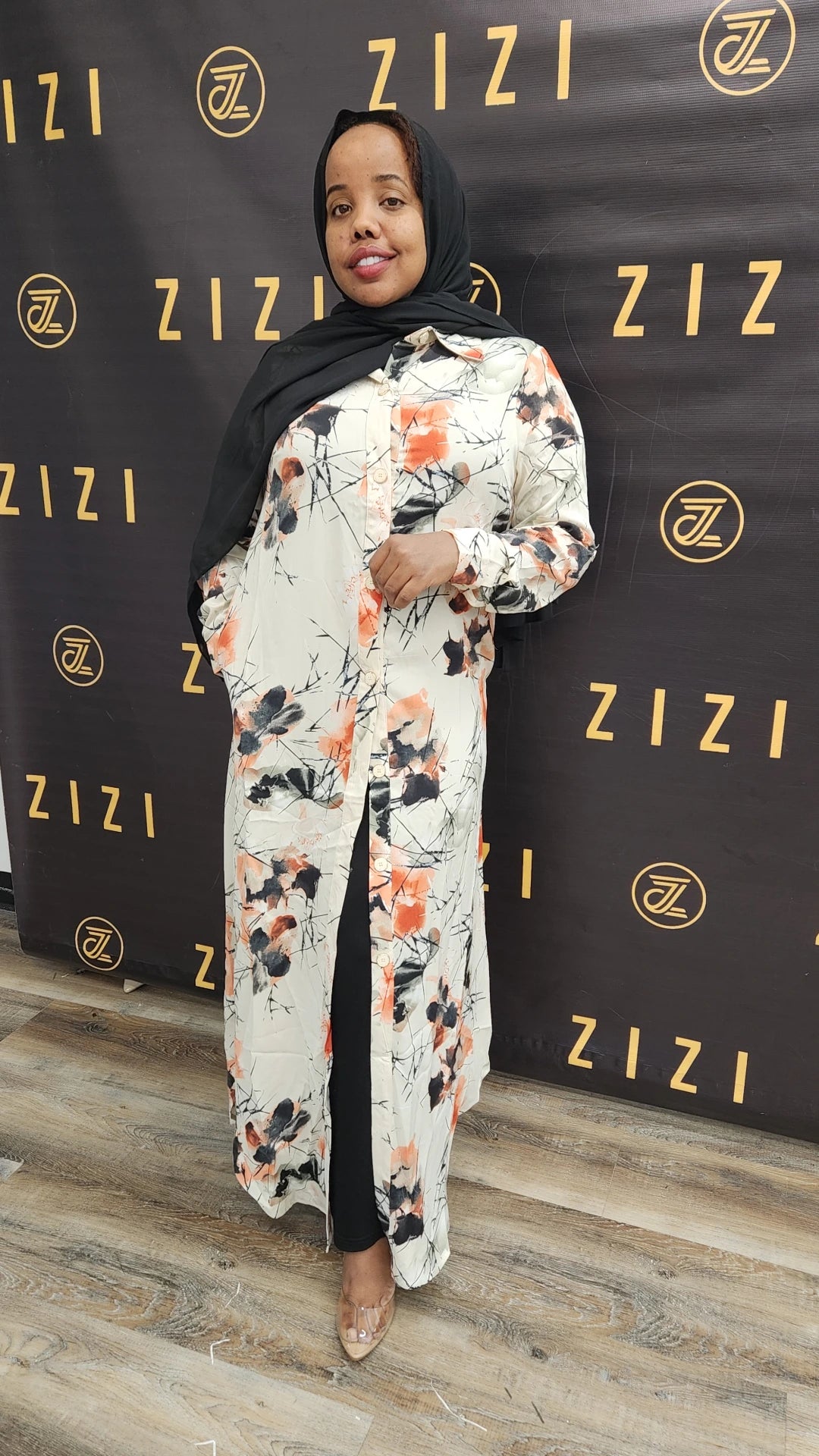 ZZ Print Dress Shirt - Flowers (MAXI)
