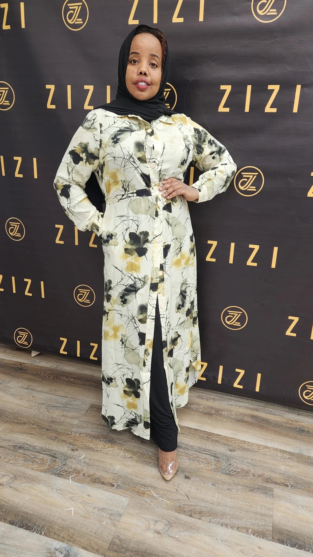 ZZ Print Dress Shirt - Flowers (MAXI)