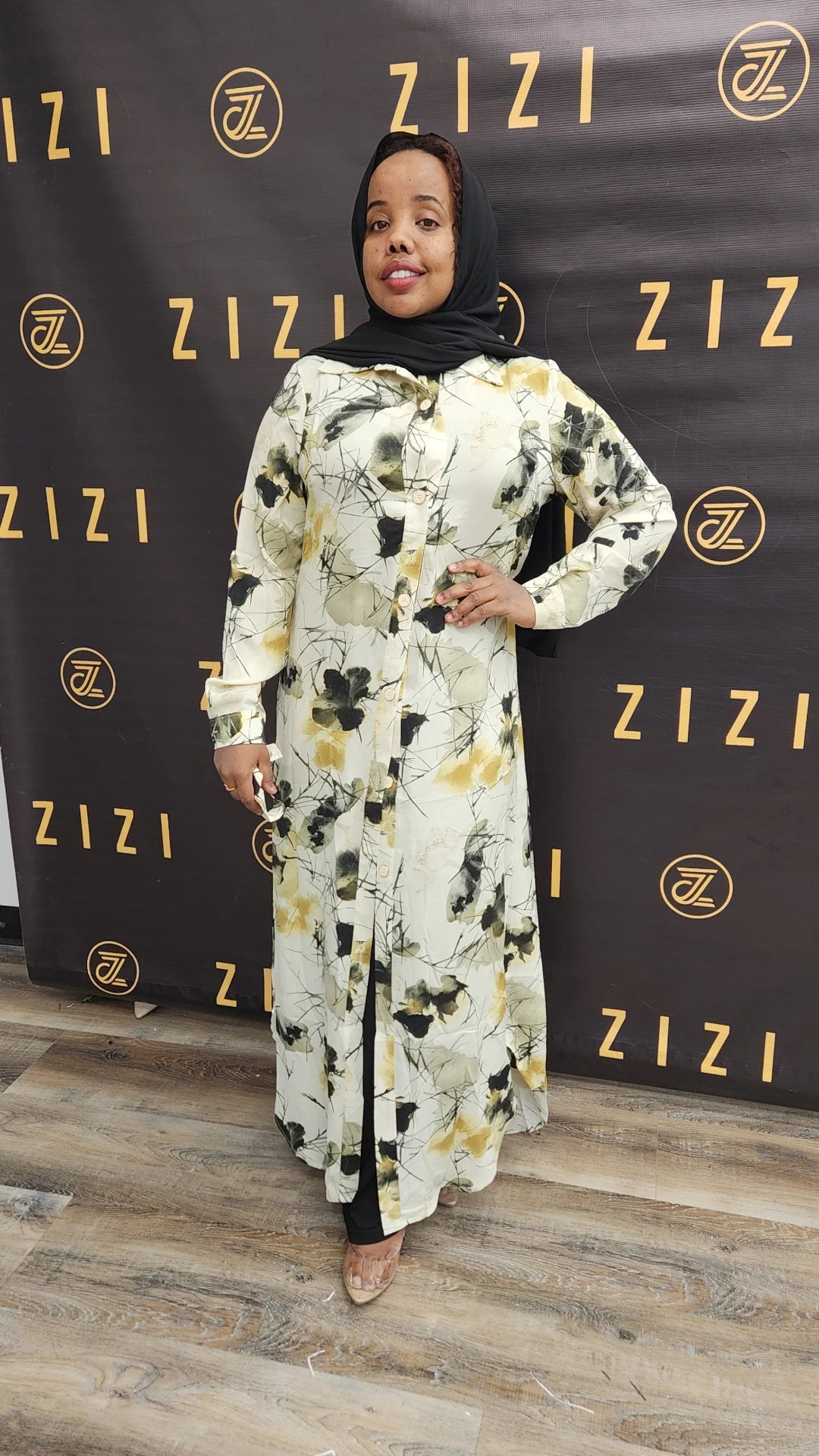 ZZ Print Dress Shirt - Flowers (MAXI)