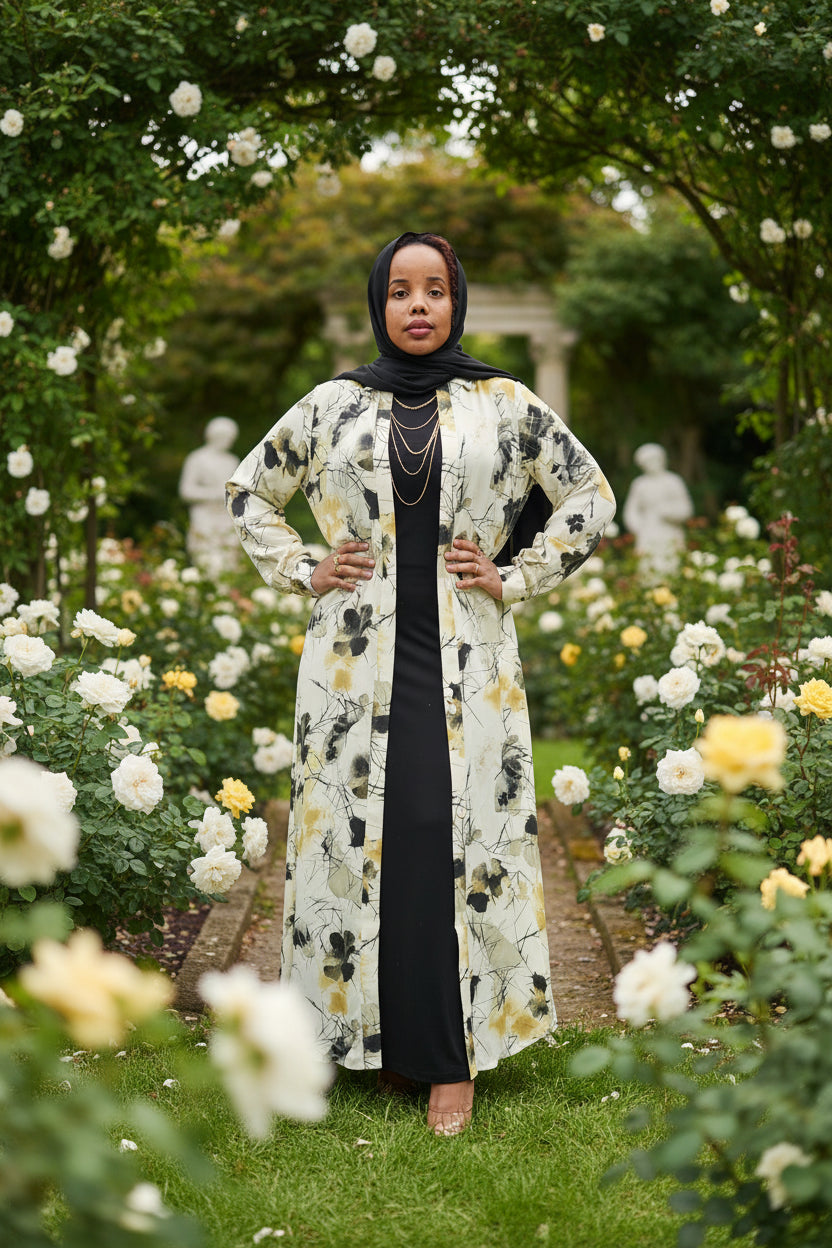 ZZ Print Dress Shirt - Flowers (MAXI) - ZIZI Boutique