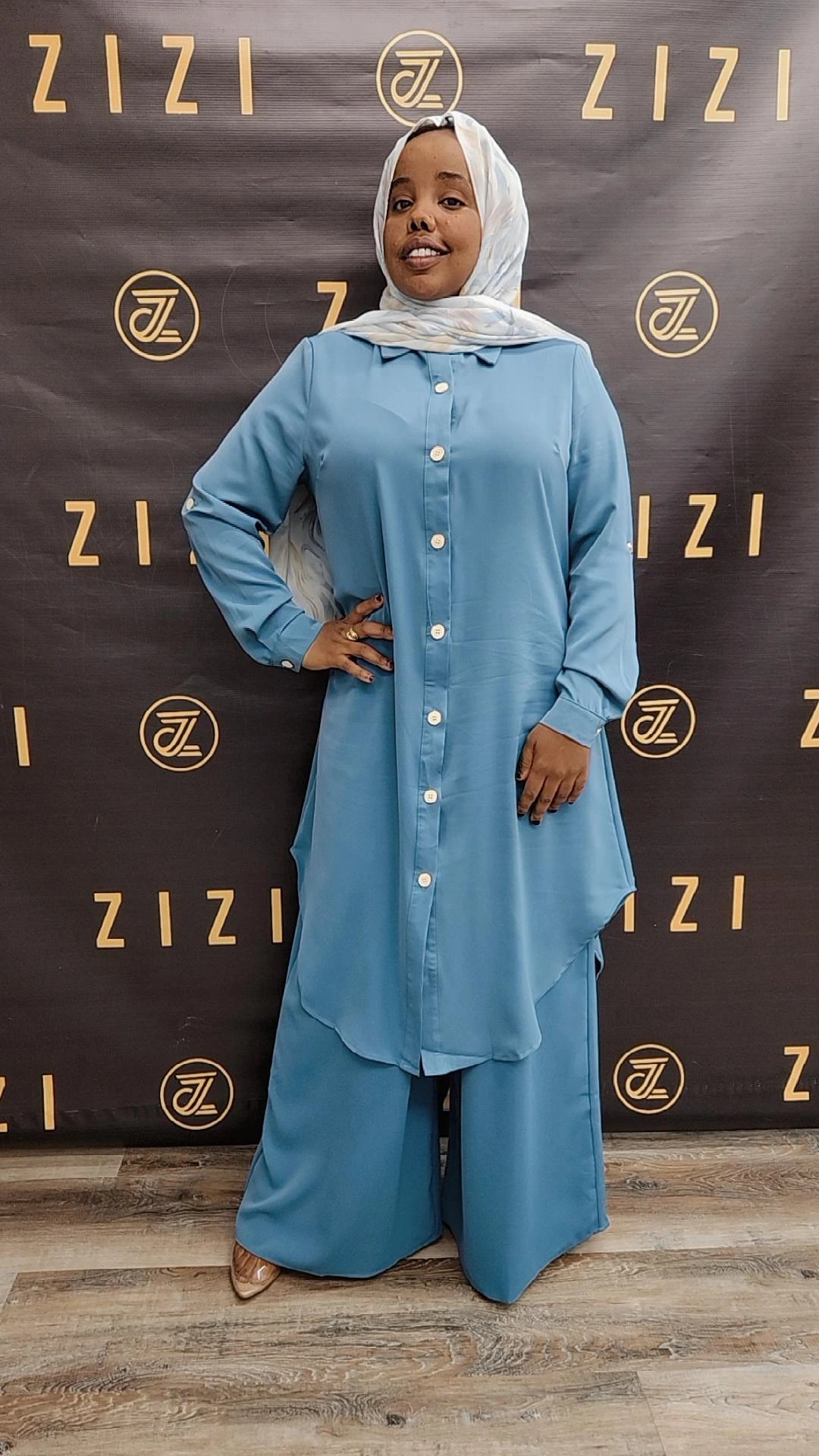 Flowy Button-Down Dress Shirt (Midi)