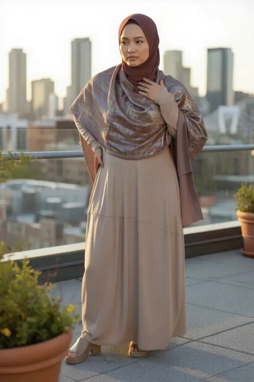 ZIZI Boutique Jersey Patch Design Modest Maxi Dress