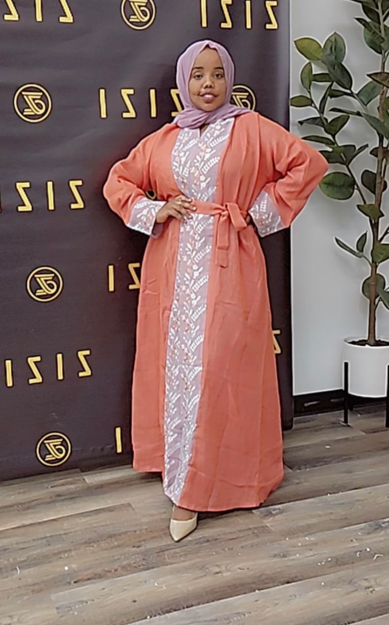 ZZ Linen Print Abaya