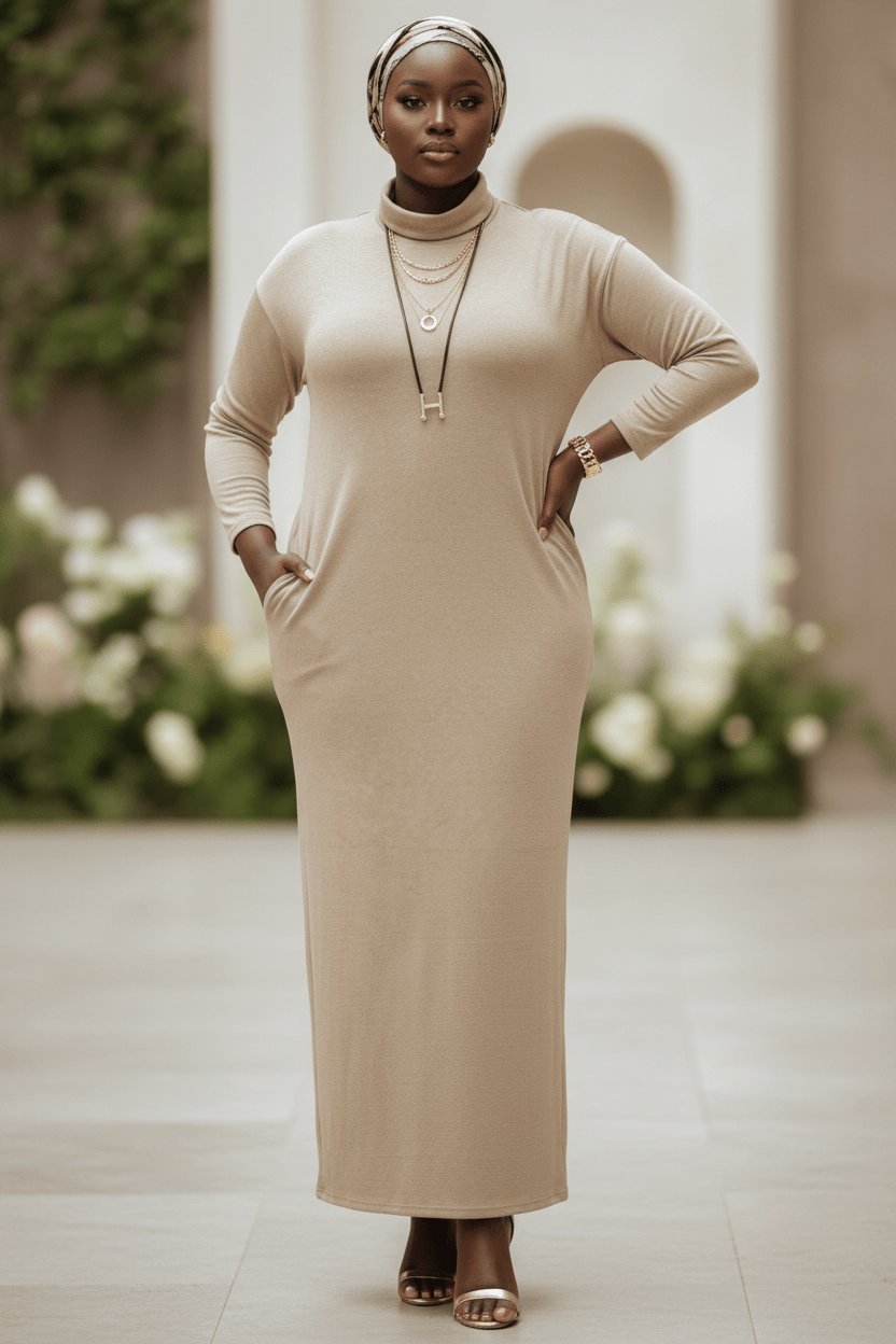 Light Turtleneck Sweater Maxi Dress - ZIZI Boutique