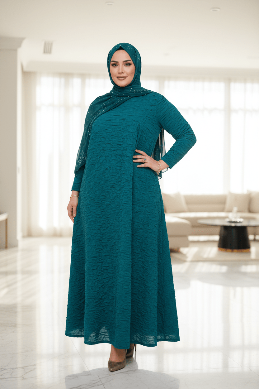Puffy Winter Dress — Modest Cozy Maxi Long Sleeve