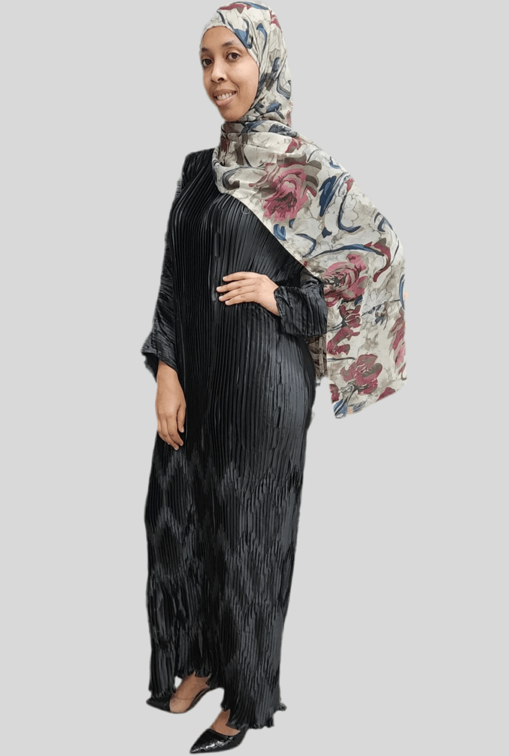 Ribbon Pleated Maxi Dress — Long Sleeve - ZIZI Boutique