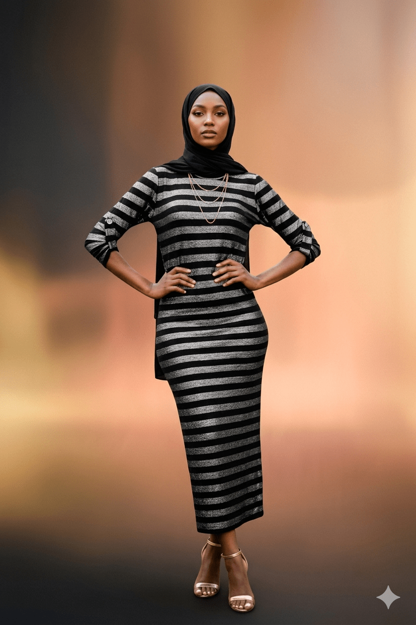 Shiny Stripe Maxi Dress - ZIZI Boutique