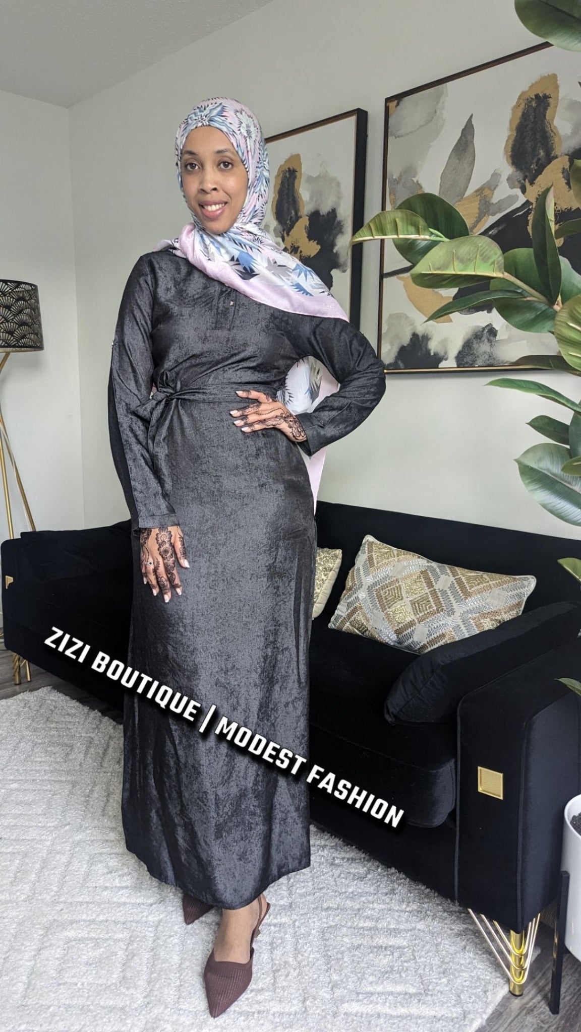 ZIZI Boutique Soft Denim Maxi Modest Summer Dress featuring long sleeves and a flattering silhouette