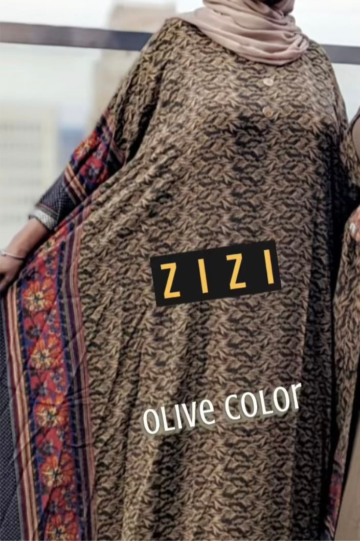 ZIZI Olive Color Butterfly Dress with Elegant Pattern and Flowing Design for Stylish Comfort