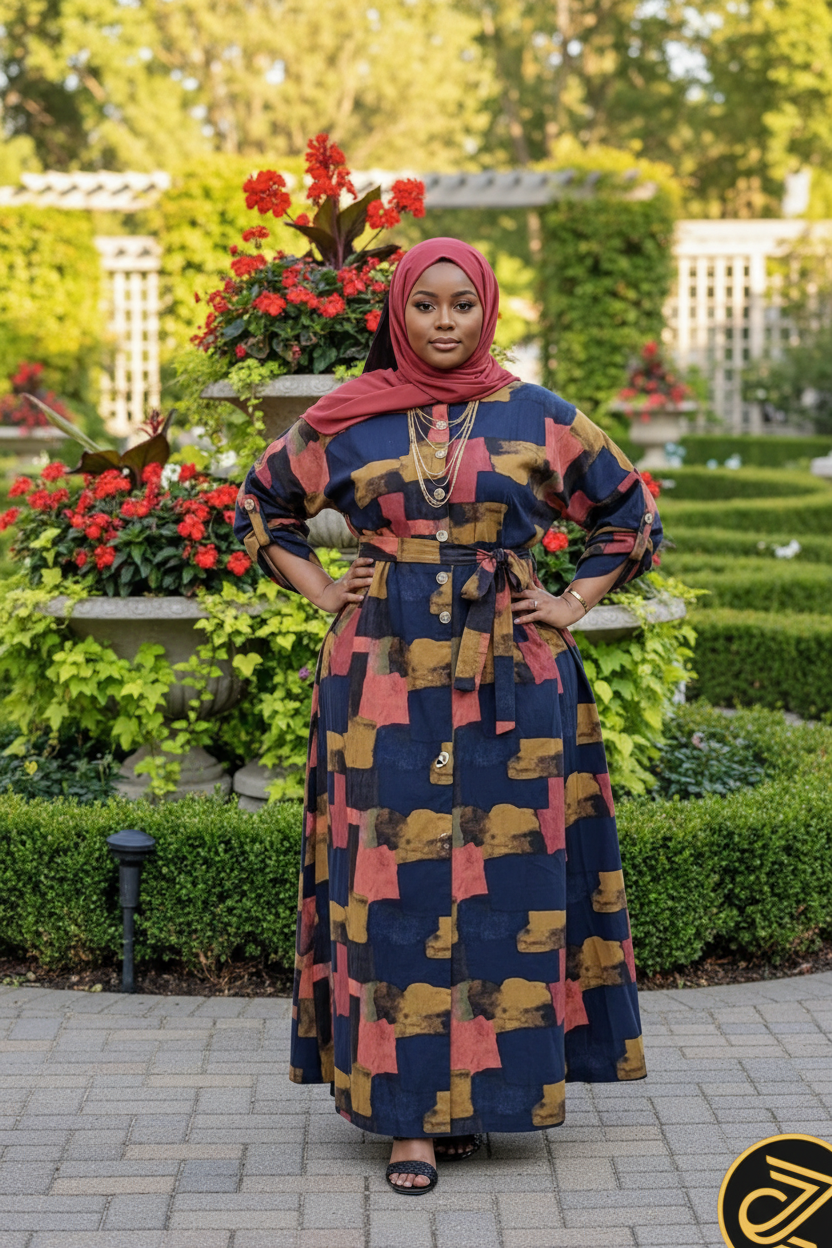 ZZ Linen Blocks Print Maxi Dress - ZIZI Boutique