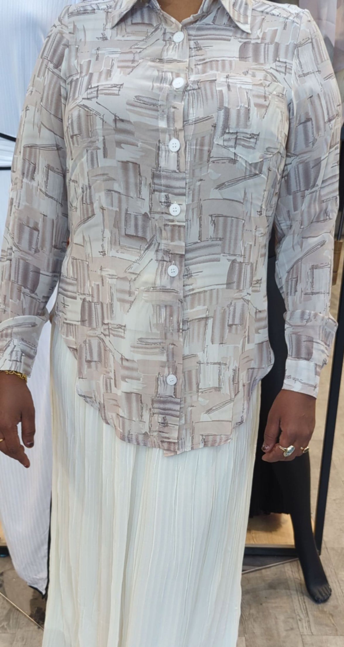ZZ MIDI Dress Shirt - Blocks Print - ZIZI Boutique