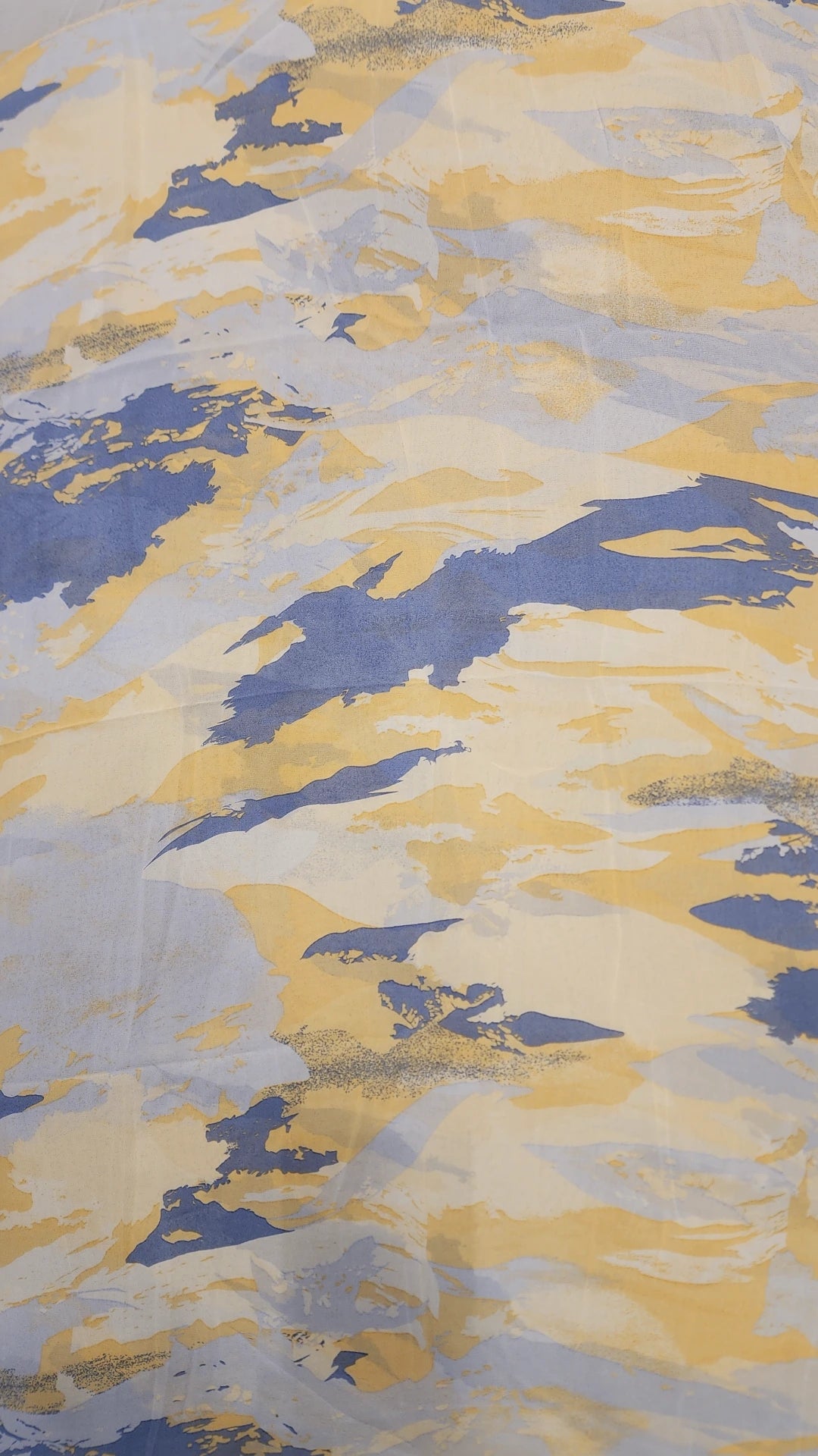 Chiffon Print Hijab - Blue/ Cream Yellow Streaks - ZIZI Boutique