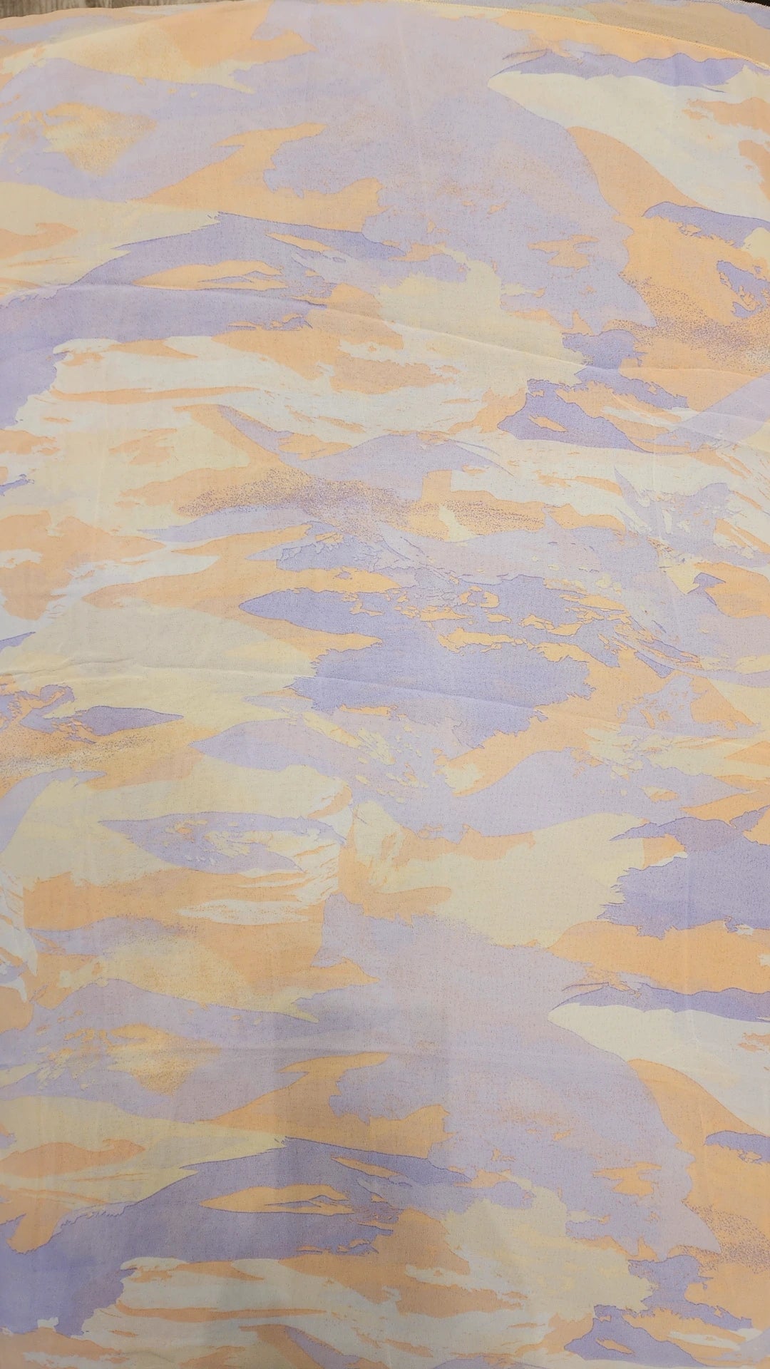Chiffon Print Hijab in Lavender and Peach Streaks Up Close Image