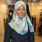 Chiffon Print Hijab - Turquoise/Lime/Plum Ink Blots - ZIZI 