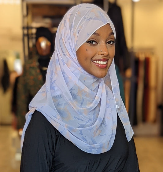 Chiffon Print Hijab - Light Purple + Peach Mini Blots - ZIZI Boutique