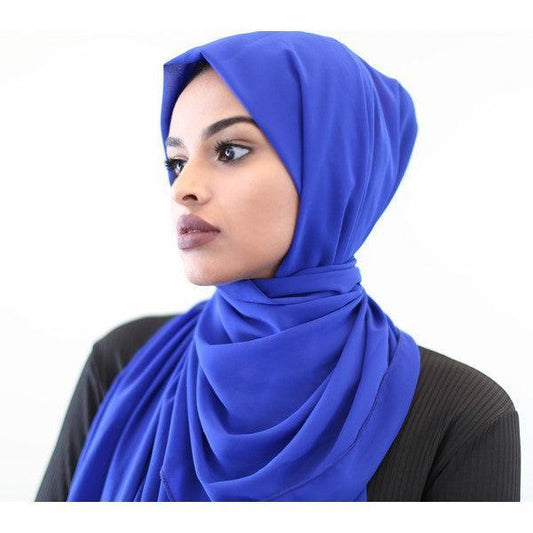 Royal Blue Chiffon Hijab - ZIZI