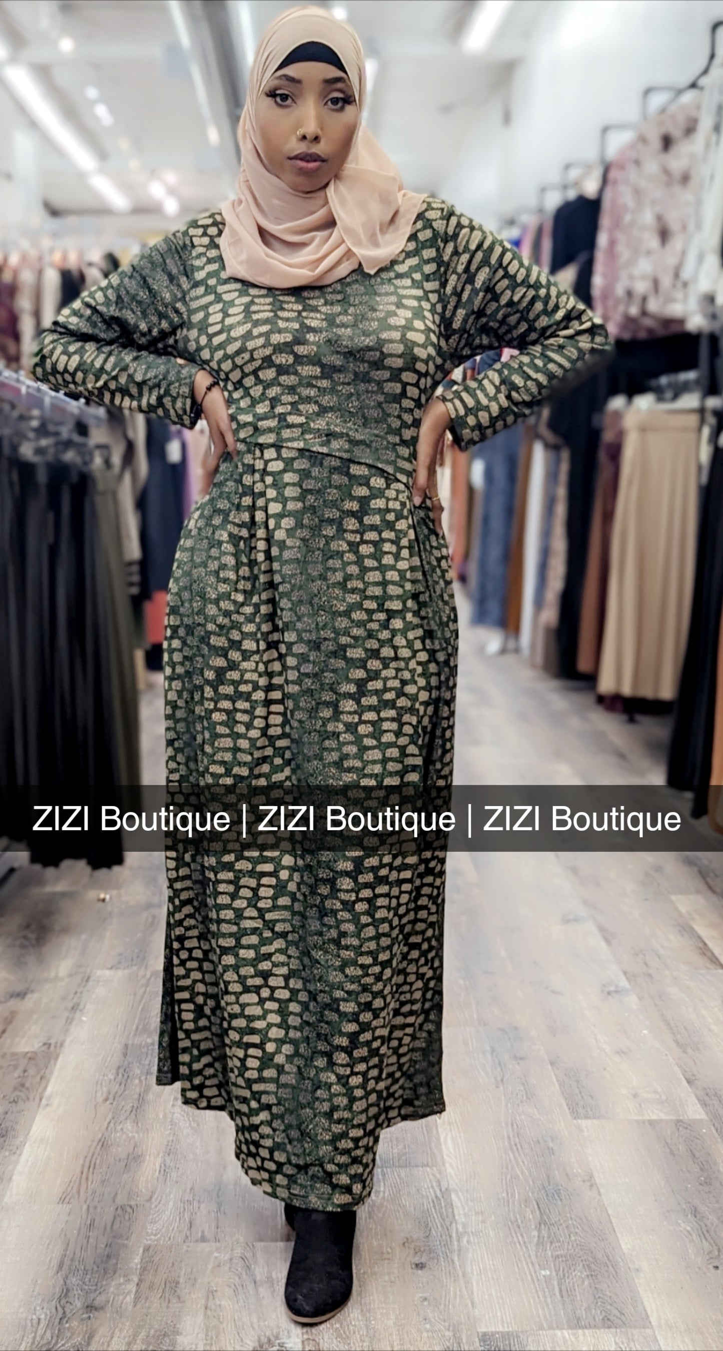 Stone Print Dress - Turtleneck (NEW Arrival)