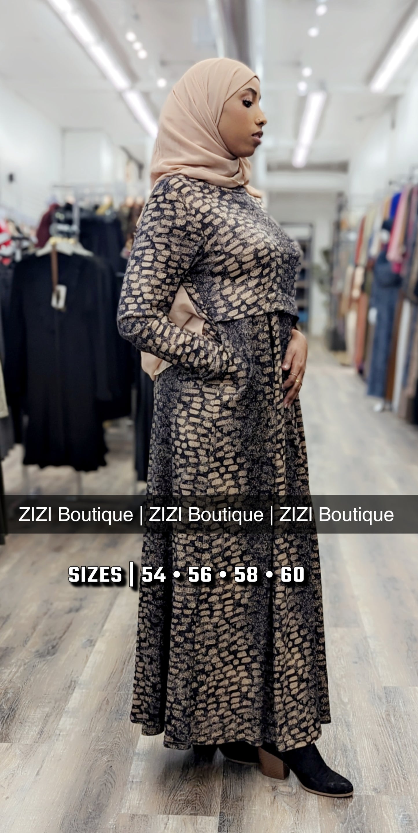 Stone Print Dress - Turtleneck (NEW Arrival)
