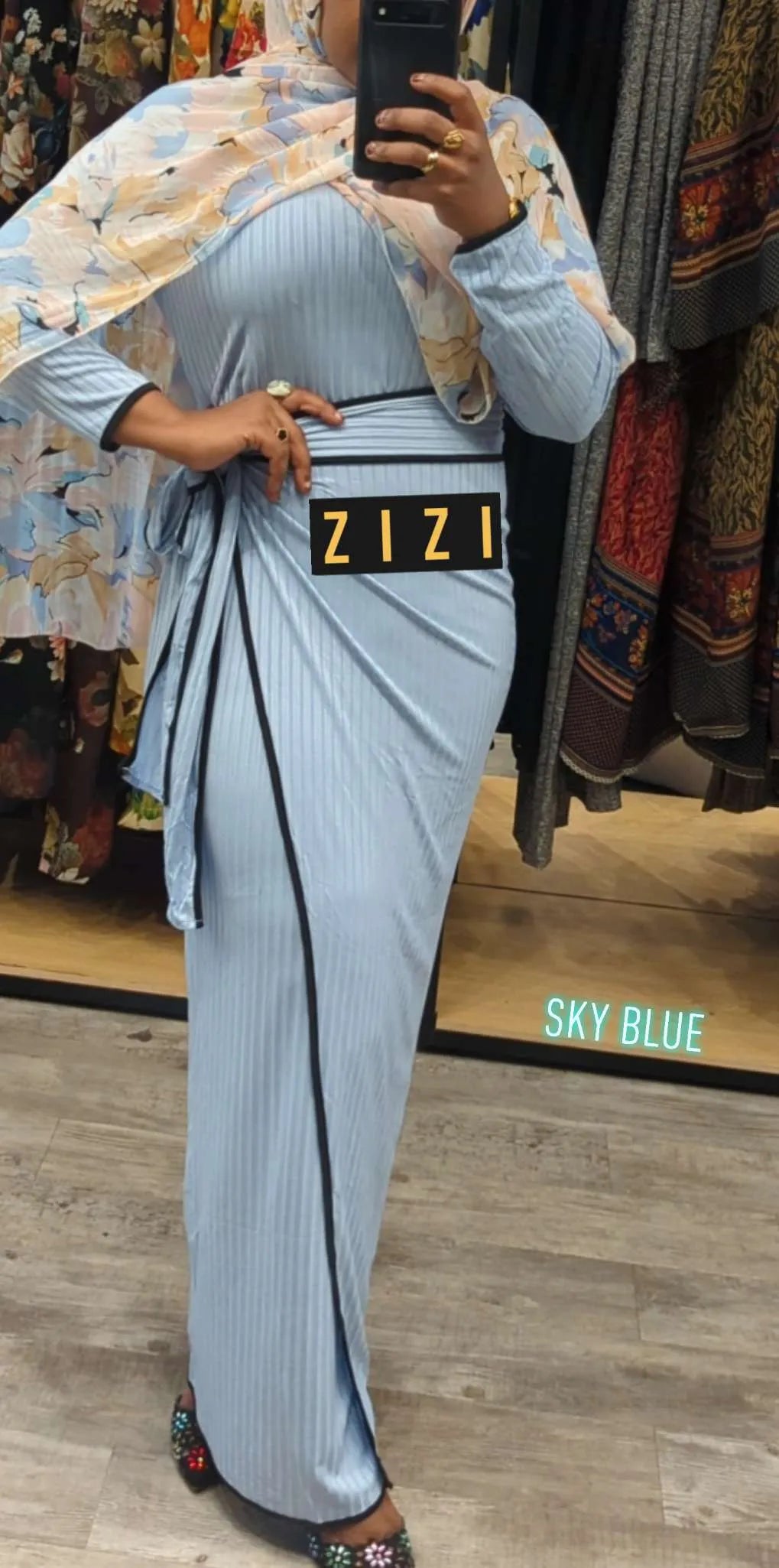 Hayati Wrap Dress, Color - Sky Blue