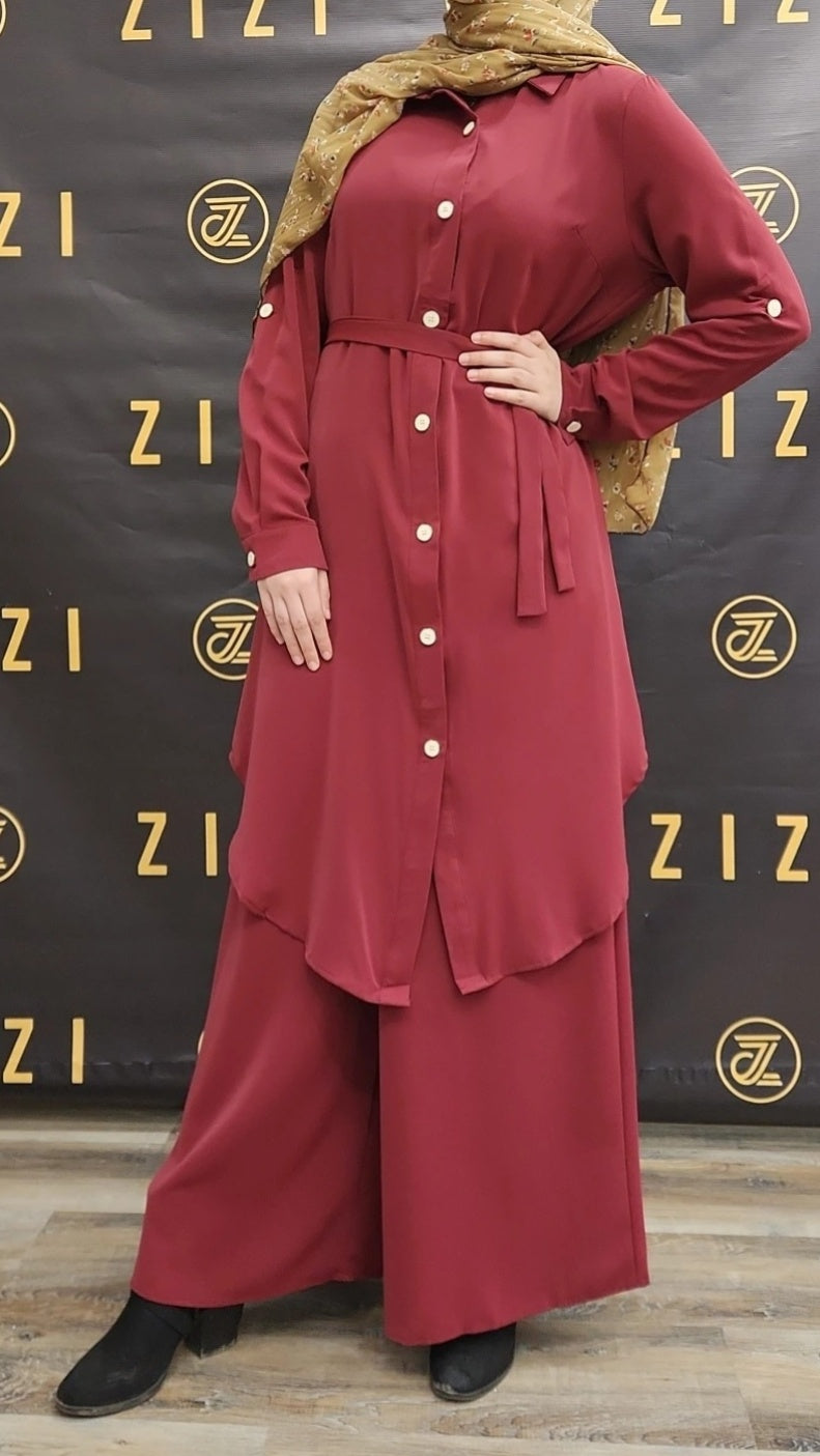 Flowy Button-Down Dress Shirt (Midi)