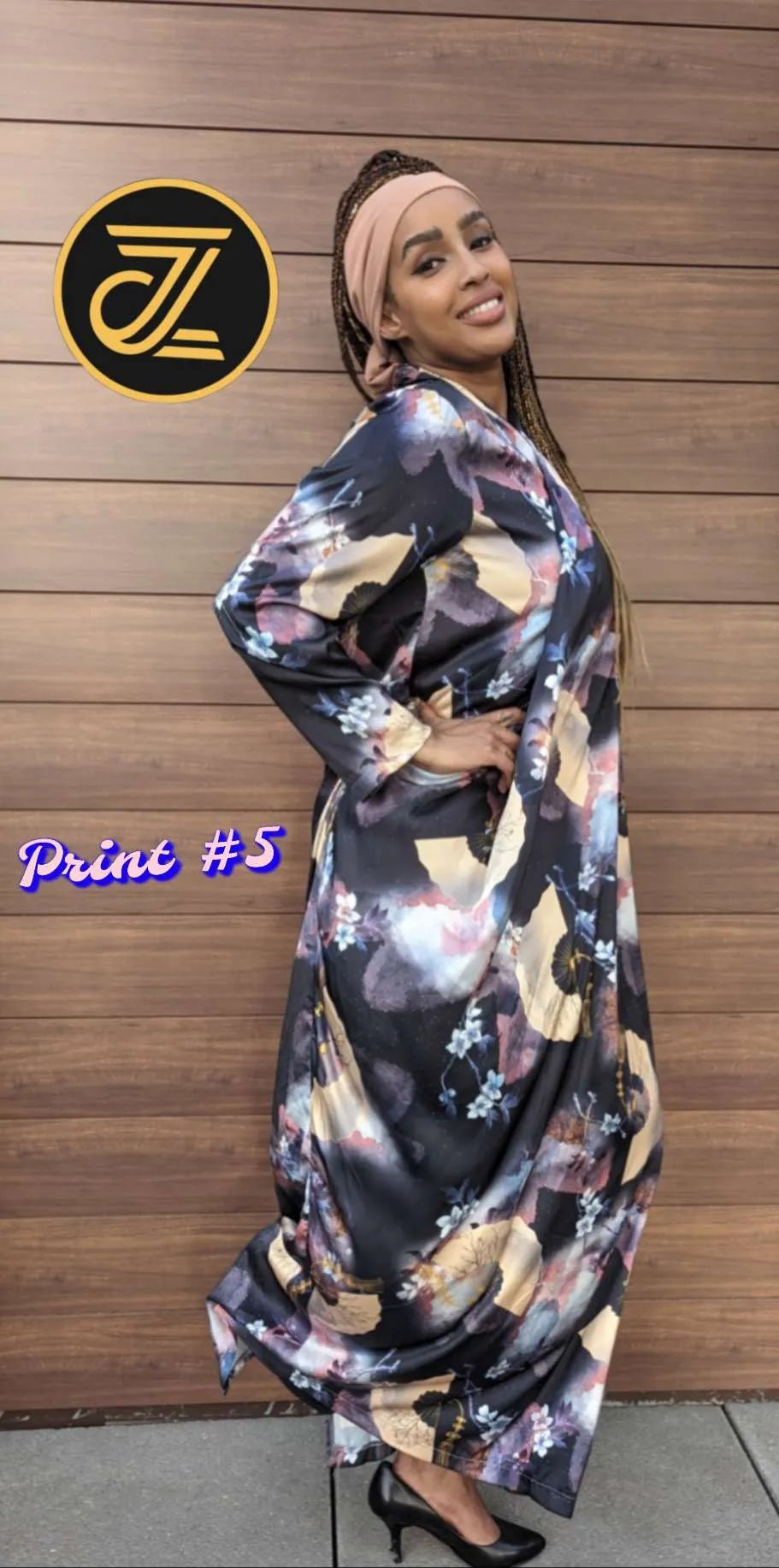 Sakura Silk Satin Print Dress - ZIZI Boutique