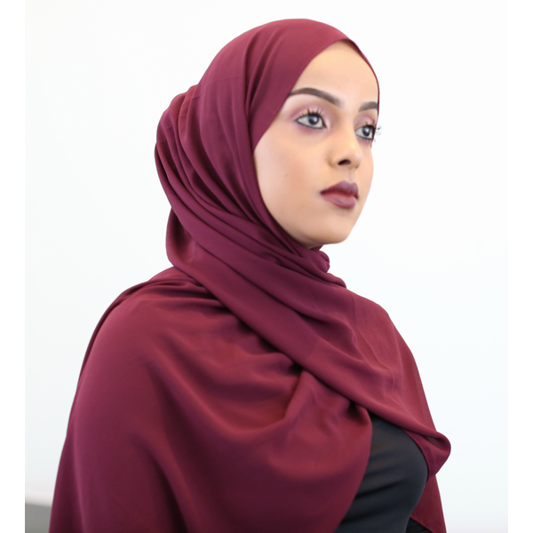Classic Chiffon Hijab - Burgundy - ZIZI