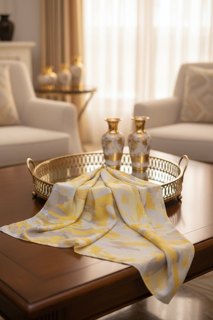 Chiffon Print Hijab — Yellow & Grey Streaks - ZIZI Boutique