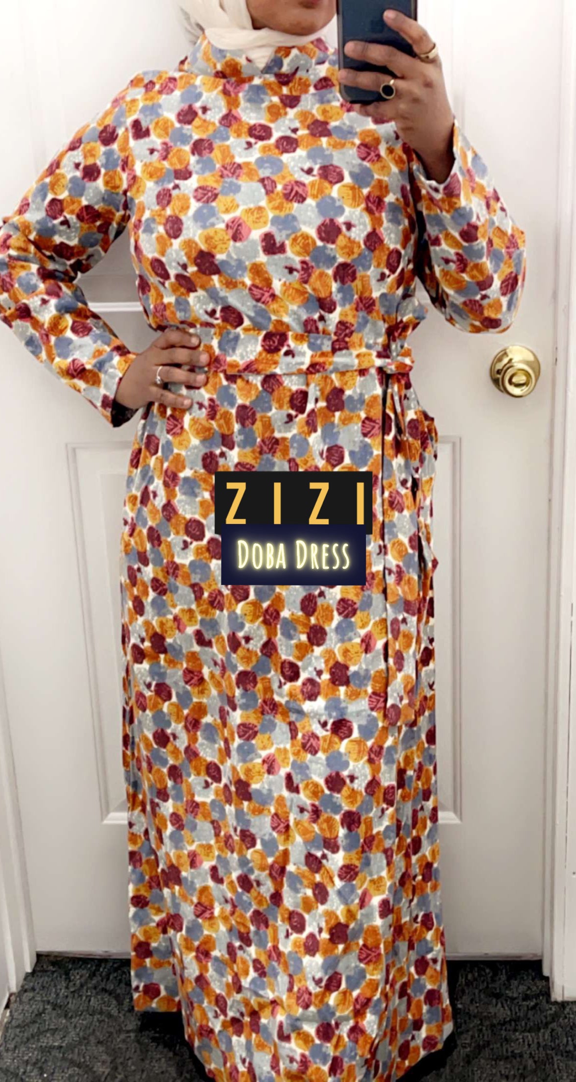 Doba Winter Dress maxi dress with colorful floral pattern and long sleeves