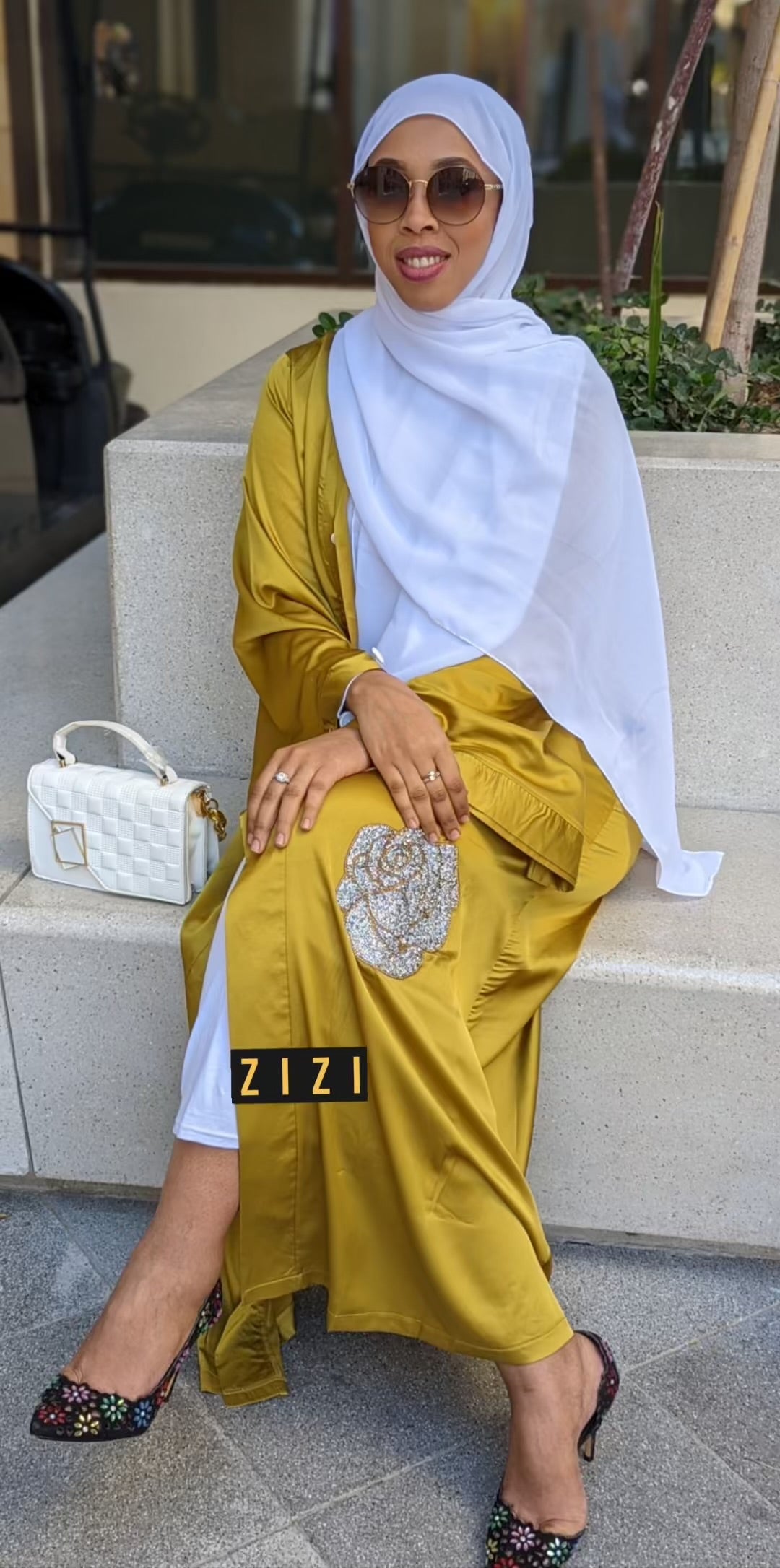 ZZ Satin Flower Kimono - Lime - ZIZI Boutique
