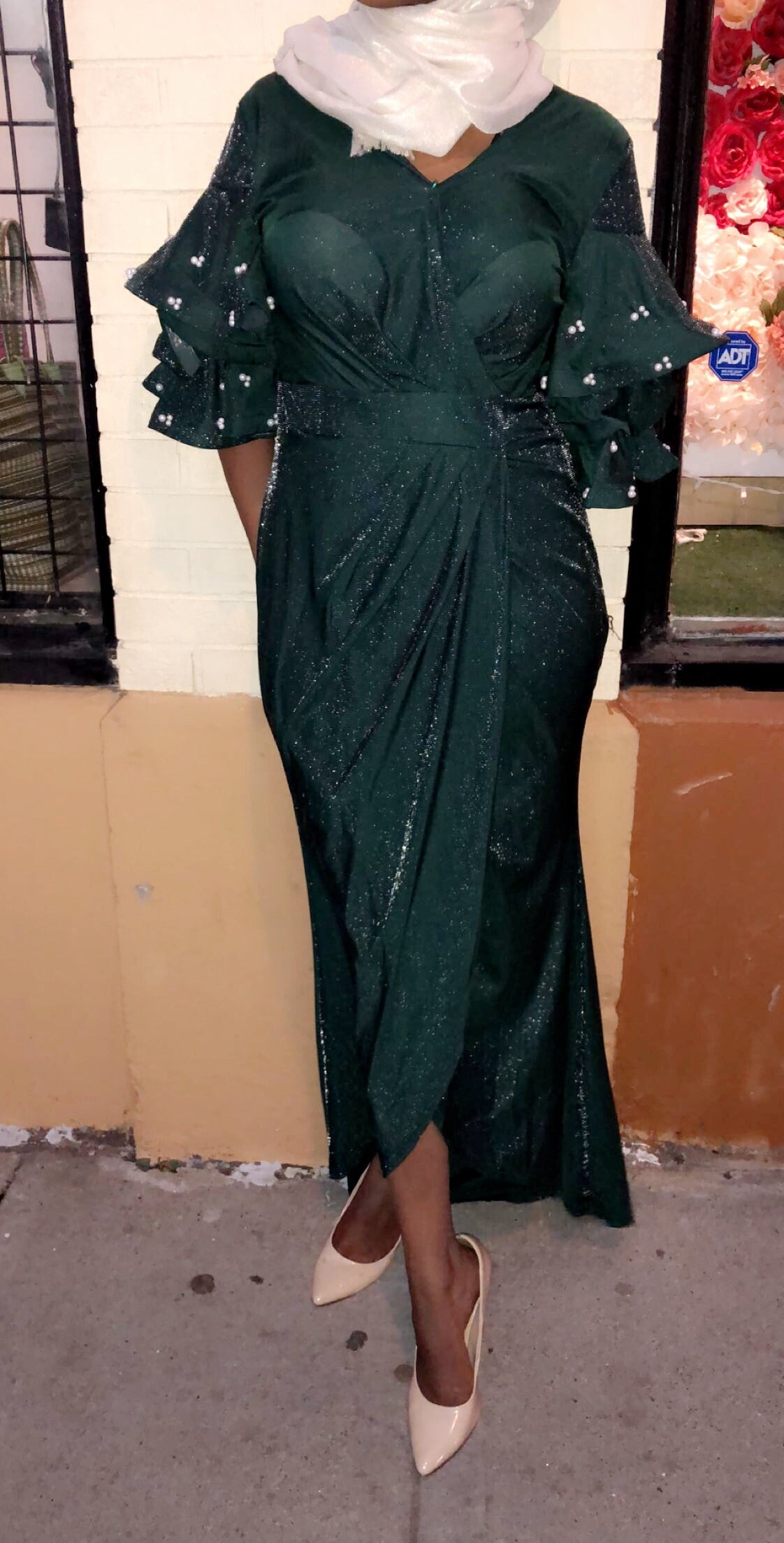 Vintage Pearls Evening Dress - Green - ZIZI