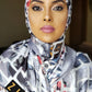 Silk Print Hijab - Silver Multicolor Box Print - ZIZI Boutique