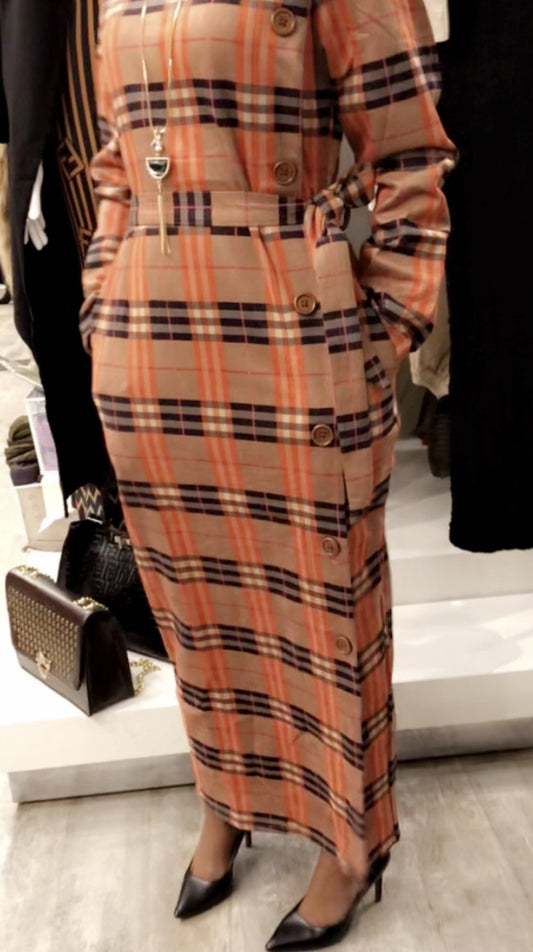 Plaid Buttoned Dress - ZIZI Boutique
