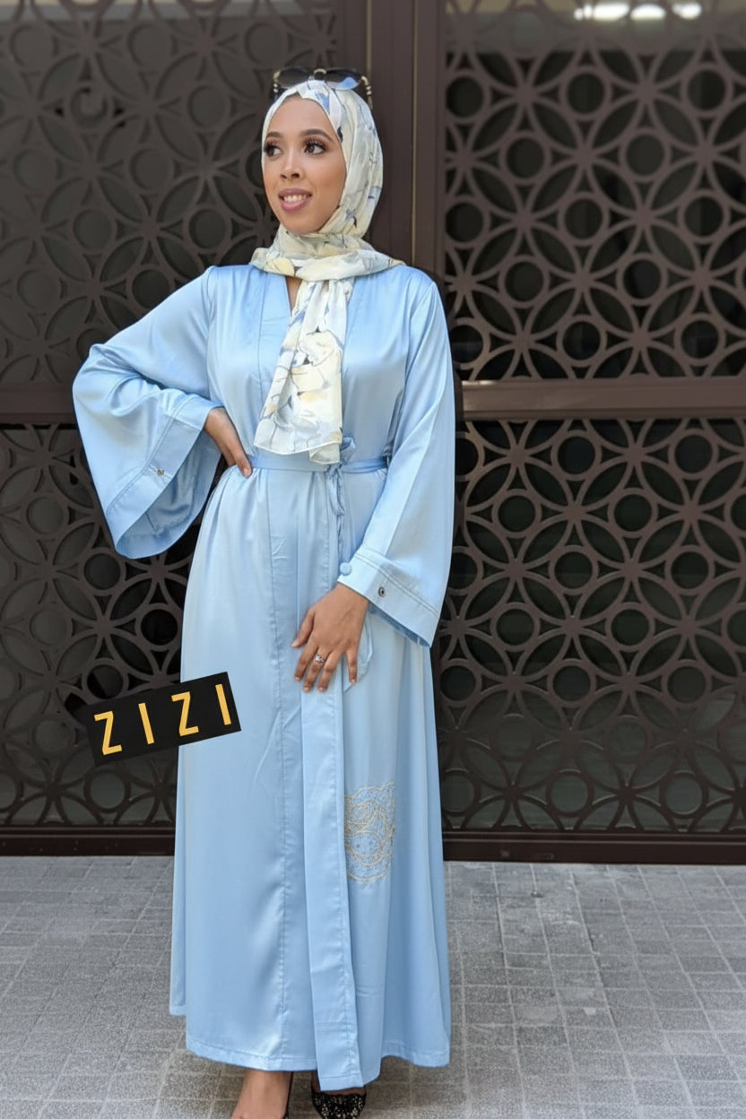 ZZ Satin Flower Kimono - Black - ZIZI Boutique