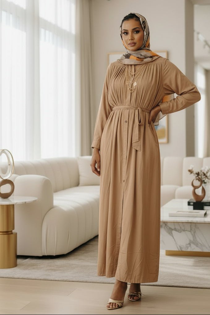 Pleated Button Down Maxi Dress — White - ZIZI Boutique