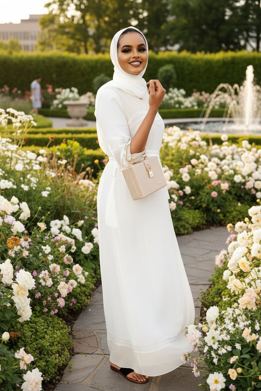 ZIZI Butterfly Dress in White Made of Premium Chiffon with Elegant Finishing for Stylish Occasions