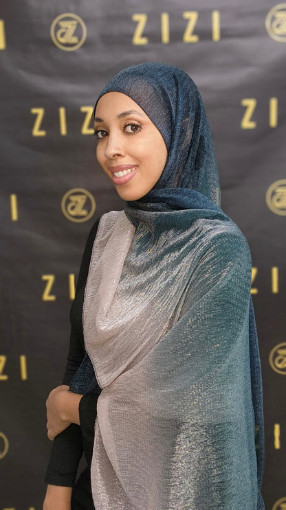 Shimmery Navy/Taupe Hijab