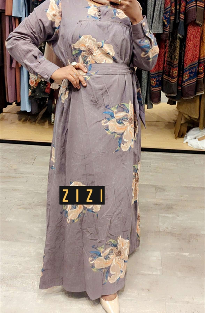 ZZ Linen Print Dress - BiG Flowers - ZIZI  Boutique