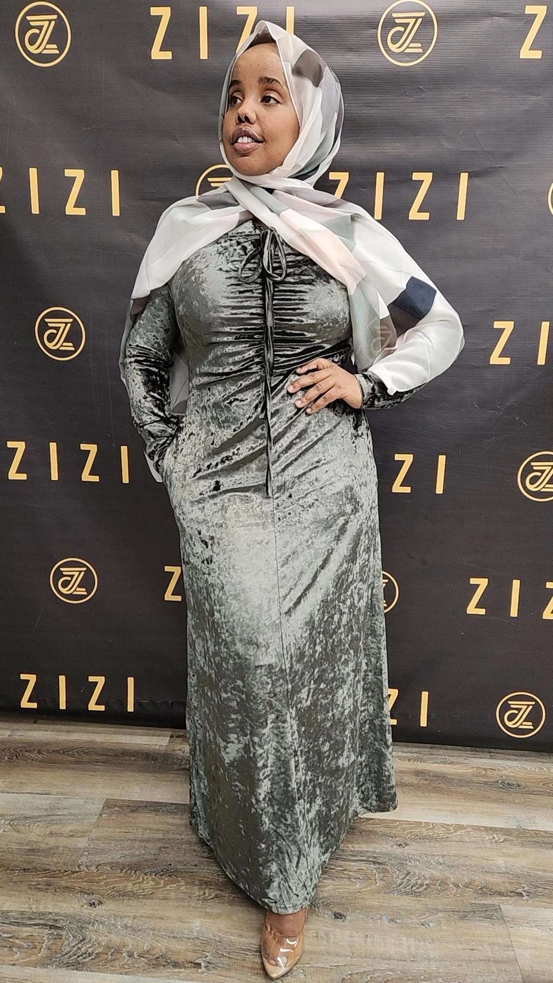Velvet Evening Dress in a solid mint color available at ZIZI Boutique 