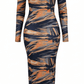 906 Bodycon Print Zipper Maxi Dress - ZIZI Boutique