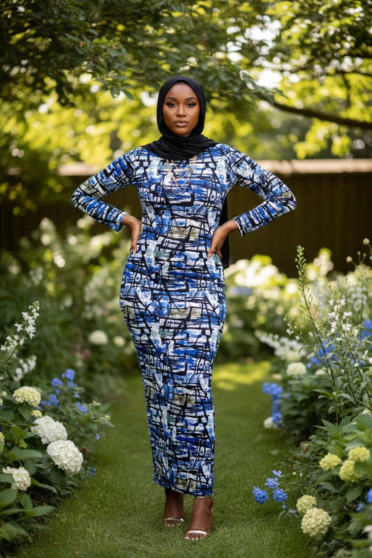 906 Graffiti Bodycon Zipper Maxi Dress - ZIZI Boutique