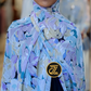 Chiffon Print Hijab - Lavender Tan Light Blue Flowers