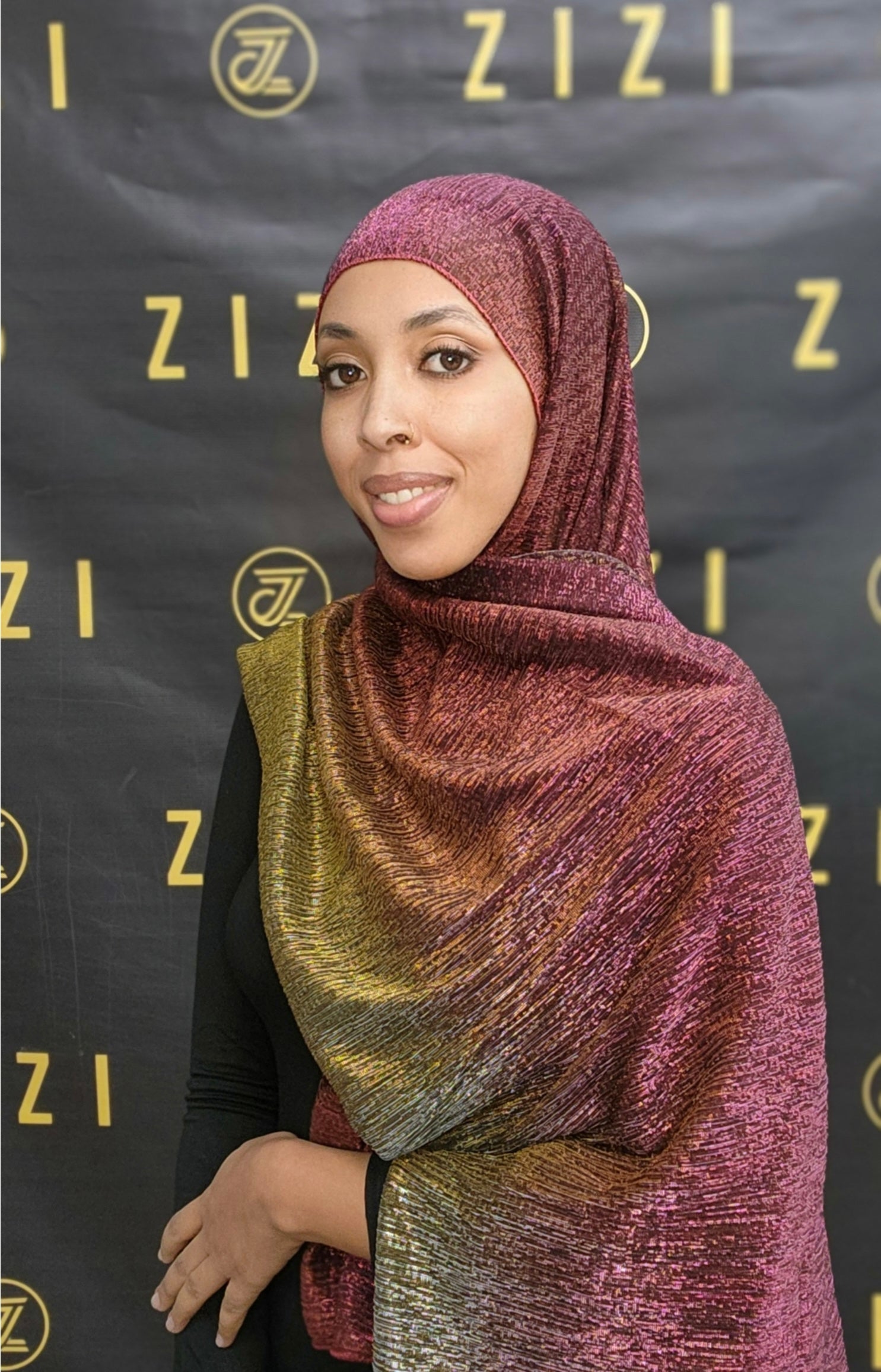 Shimmery Burgundy/Lime Gold Hijab