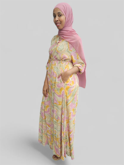 Chiffon Swirls Print Dress