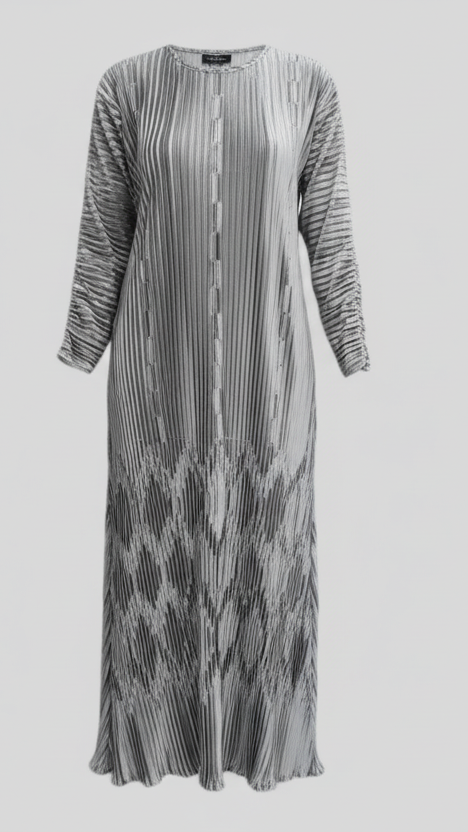 Ribbon Pleated Dress long-sleeved - ZIZI  Boutique