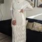 Ribbon Pleated Maxi Dress  Short Sleeved in White 