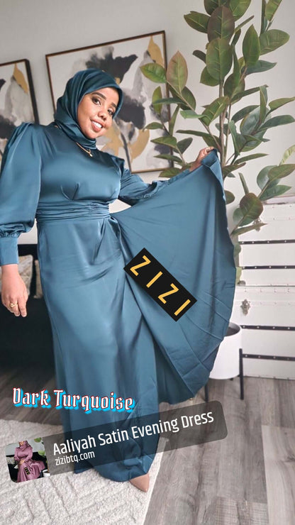 Aaliyah Satin Evening Dress for Women in Dark Turquoise, perfect for elegant occasions